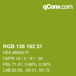 Color code: RGB 136 162 31 | qconv.com