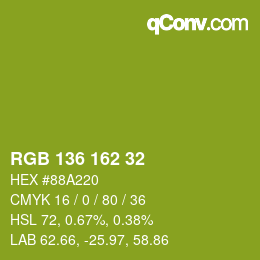Color code: RGB 136 162 32 | qconv.com