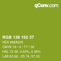 颜色代码: RGB 136 162 37 | qconv.com