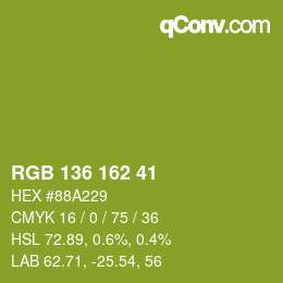 カラーコード: RGB 136 162 41 | qconv.com