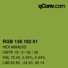 Color code: RGB 136 162 61 | qconv.com