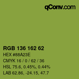 カラーコード: RGB 136 162 62 | qconv.com