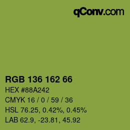 Color code: RGB 136 162 66 | qconv.com