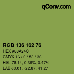 Color code: RGB 136 162 76 | qconv.com