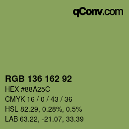 Color code: RGB 136 162 92 | qconv.com