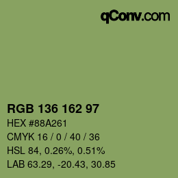 Farbcode: RGB 136 162 97 | qconv.com