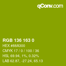 Color code: RGB 136 163 0 | qconv.com