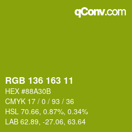 Color code: RGB 136 163 11 | qconv.com