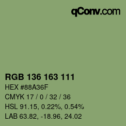 Color code: RGB 136 163 111 | qconv.com