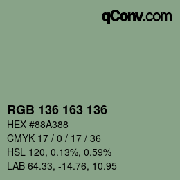 Color code: RGB 136 163 136 | qconv.com