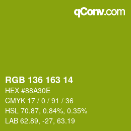 Color code: RGB 136 163 14 | qconv.com