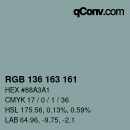 Color code: RGB 136 163 161 | qconv.com