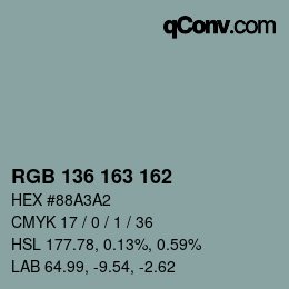 Code couleur: RGB 136 163 162 | qconv.com