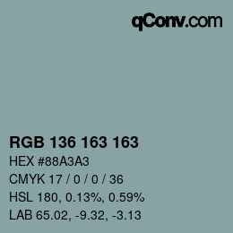 Color code: RGB 136 163 163 | qconv.com