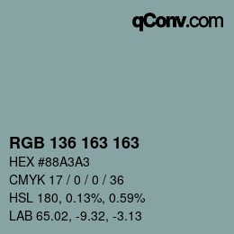 Color code: RGB 136 163 163 | qconv.com