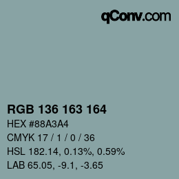 Color code: RGB 136 163 164 | qconv.com