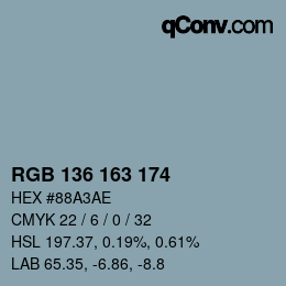 Color code: RGB 136 163 174 | qconv.com