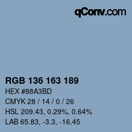 Color code: RGB 136 163 189 | qconv.com