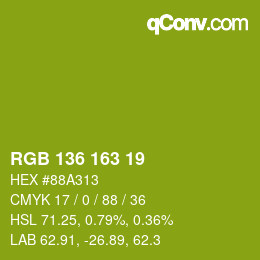 Color code: RGB 136 163 19 | qconv.com