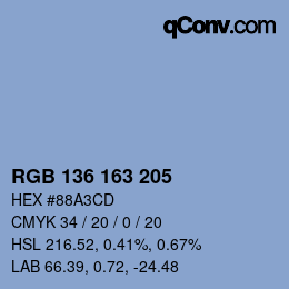 Color code: RGB 136 163 205 | qconv.com