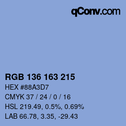 Color code: RGB 136 163 215 | qconv.com