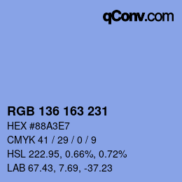 Color code: RGB 136 163 231 | qconv.com