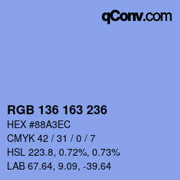 Color code: RGB 136 163 236 | qconv.com