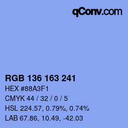 Color code: RGB 136 163 241 | qconv.com