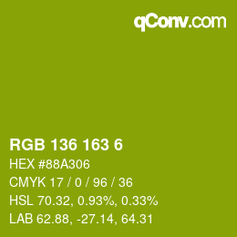 Color code: RGB 136 163 6 | qconv.com