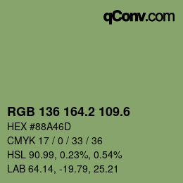 カラーコード: RGB 136 164.2 109.6 | qconv.com