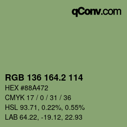 カラーコード: RGB 136 164.2 114 | qconv.com