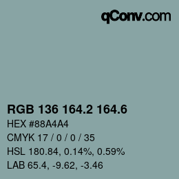 カラーコード: RGB 136 164.2 164.6 | qconv.com
