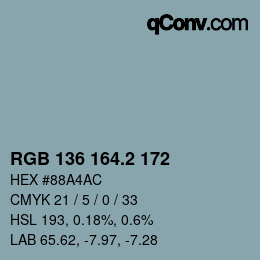 カラーコード: RGB 136 164.2 172 | qconv.com