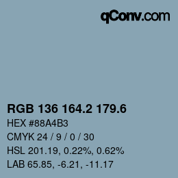 カラーコード: RGB 136 164.2 179.6 | qconv.com
