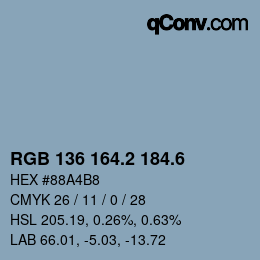 カラーコード: RGB 136 164.2 184.6 | qconv.com