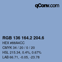 カラーコード: RGB 136 164.2 204.6 | qconv.com