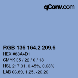 カラーコード: RGB 136 164.2 209.6 | qconv.com