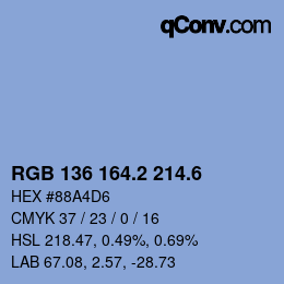 カラーコード: RGB 136 164.2 214.6 | qconv.com