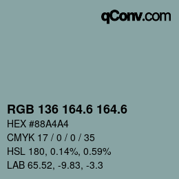カラーコード: RGB 136 164.6 164.6 | qconv.com