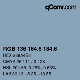 カラーコード: RGB 136 164.6 184.6 | qconv.com