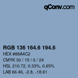 カラーコード: RGB 136 164.6 194.6 | qconv.com