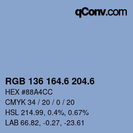 カラーコード: RGB 136 164.6 204.6 | qconv.com