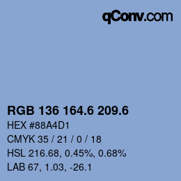 カラーコード: RGB 136 164.6 209.6 | qconv.com