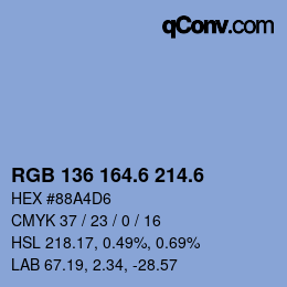 カラーコード: RGB 136 164.6 214.6 | qconv.com