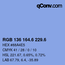 カラーコード: RGB 136 164.6 229.6 | qconv.com