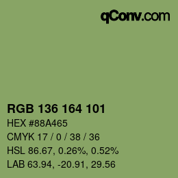 Código de color: RGB 136 164 101 | qconv.com