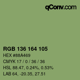 Color code: RGB 136 164 105 | qconv.com