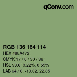 Color code: RGB 136 164 114 | qconv.com