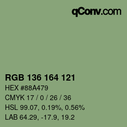 Farbcode: RGB 136 164 121 | qconv.com