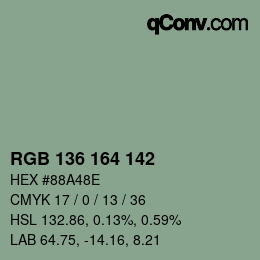 Color code: RGB 136 164 142 | qconv.com